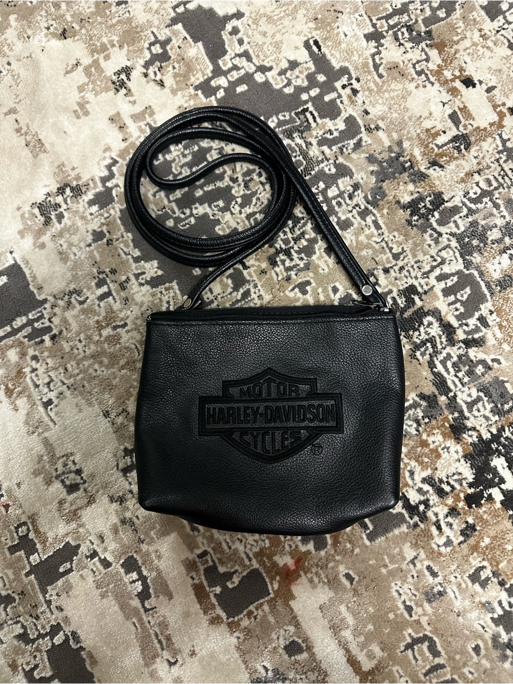 Harley-Davidson Black Embossed Leather Crossbody Bag   ‘read description’